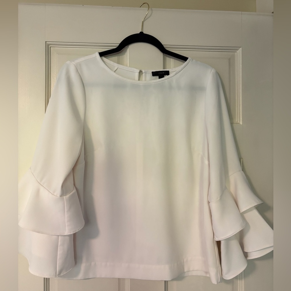 J.Crew Tiered Bell-Sleeve Top in Drapey Crepe | Size 10